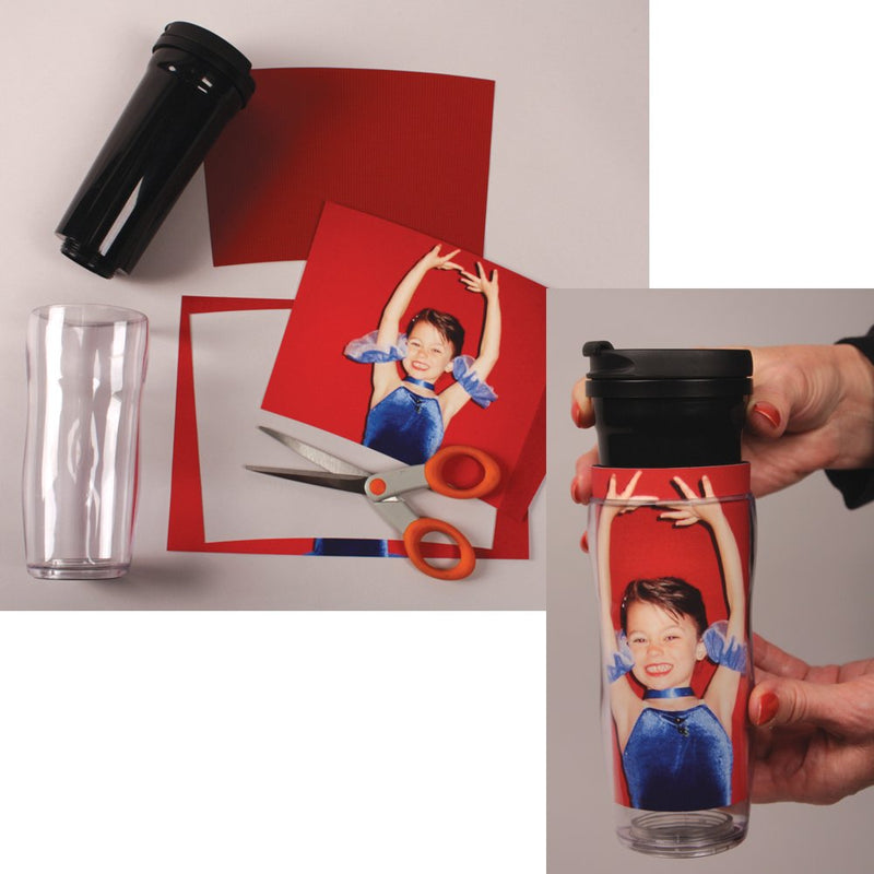 PixMug - Photo Travel Mug - The Mug That's A Picture Frame - DIY - Insert your own photos or designs - 14 oz with flip top - BeesActive Australia