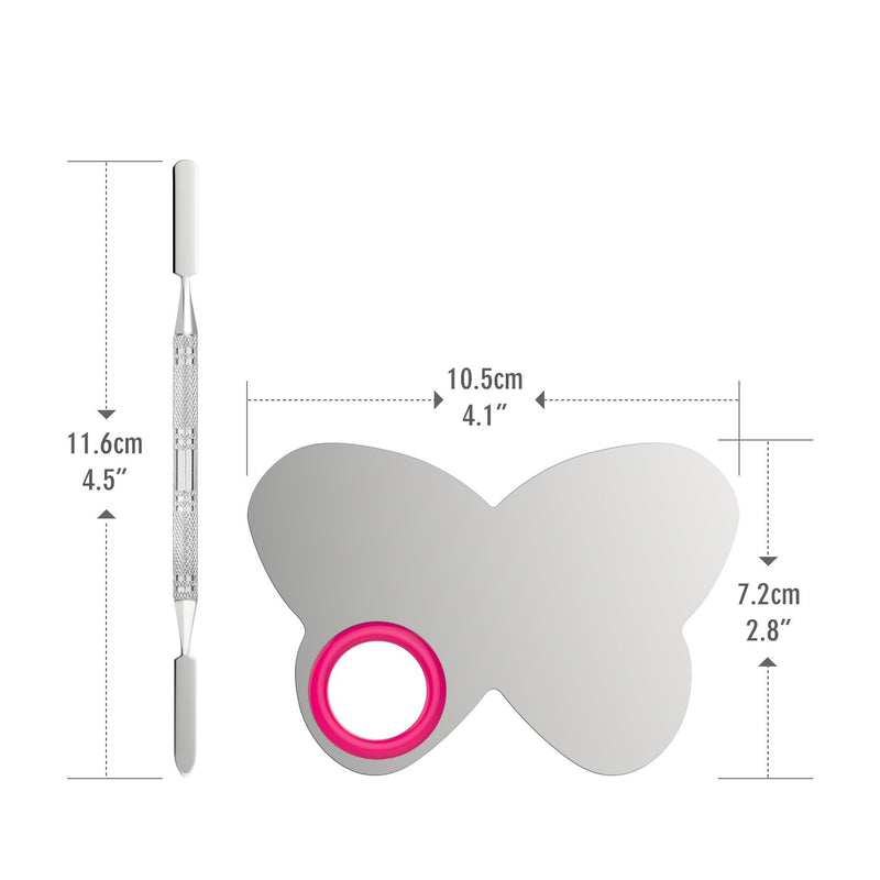 Luxspire Professional Makeup Palette Stainless Steel Butterfly Cosmetics Foundation Nail-art Mixing Blending Make up Tools with Spatula for Eye Shadow, Eyelash, Lipsticks, Nail Art 1 Count (Pack of 1) - BeesActive Australia