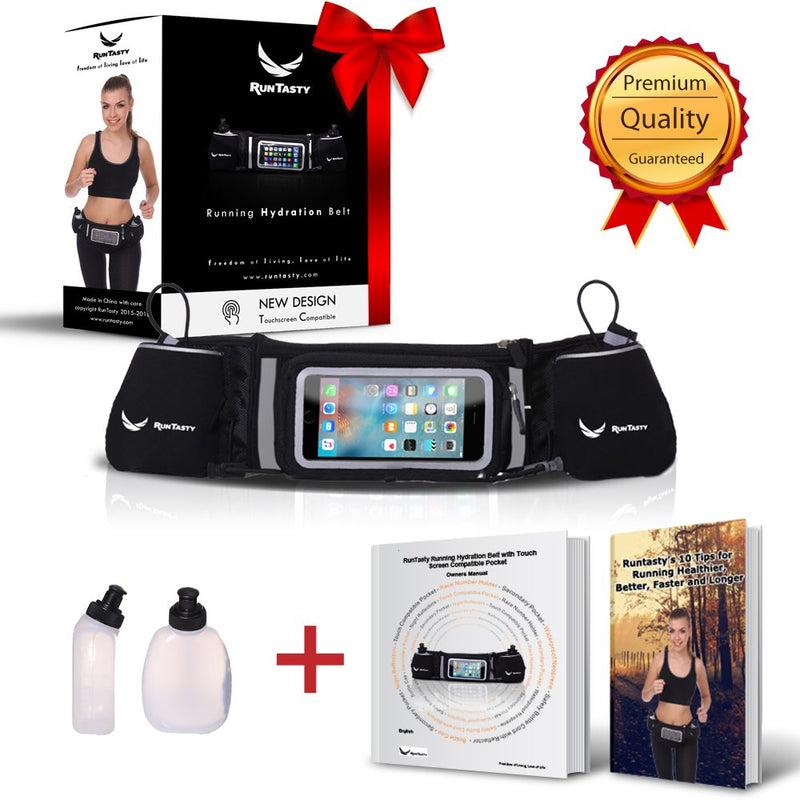 [AUSTRALIA] - Runtasty [Voted No.1 Hydration Belt] Winners' Running Fuel Belt - Includes Accessories: 2 BPA Free Water Bottles & Runners Ebook - Fits Any iPhone - w/Touchscreen Cover - No Bounce Fit and More! 