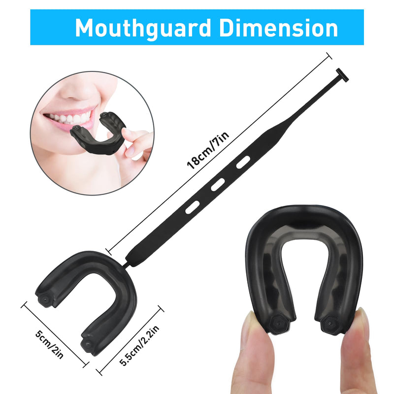 2 Pack Football Mouth Guard with Strap, Professional Youth Mouth Guard Soft Sports Mouthguard for Boxing, MMA, Lacrosse, Hockey, Rugby and Basketball for Adult & Youth (Black) Black - BeesActive Australia