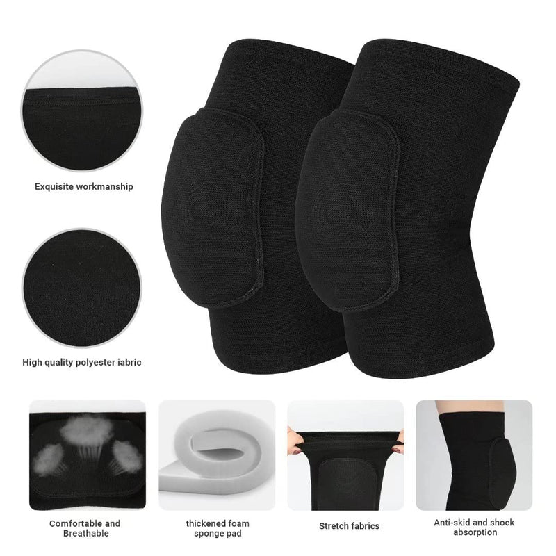 Mclako Knee Pads Knee Guards, Soft Breathable Knee Pads for Men Women Kids Knees Protective, Knee Braces for Volleyball Football Dance Yoga Tennis Running cycling Full Black(M) Medium - BeesActive Australia