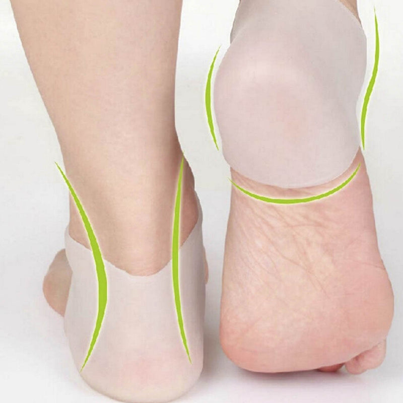 SPHTOEO 1 Pair Heel Unisex White Silicone Gel Heel Soft Socks Dry Hard Cracked Skin Moisturising Protector Insoles Foot Feet Care - BeesActive Australia