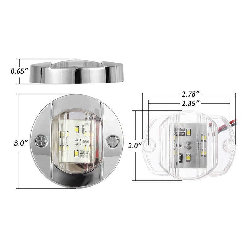 [AUSTRALIA] - Partsam 2pcs 3" inch Round Navigation Lights Chrome Boat Marine Clear Lens Blue 6-2835-SMD LED Transom Mount Stern Anchor Lamps 12V Flush Mount,IP67 Waterproof (Pack of 2) 