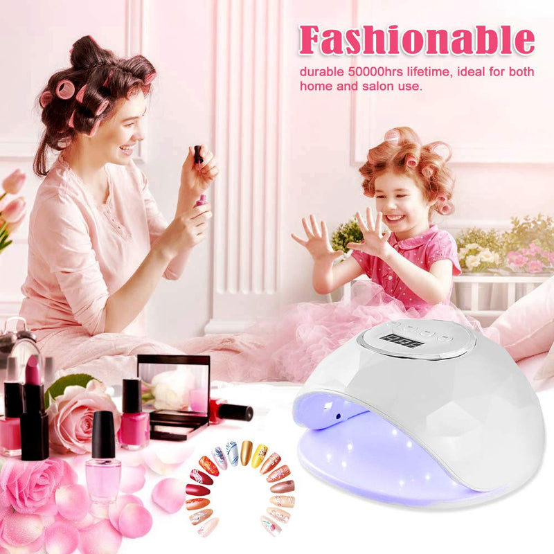 86W LED UV Nail Lamp, Fast Nail Dryer with Automatic Sensor for Fingernails and Toenails - 4 Timer Setting and LCD Display Professional Gel Nail Polish Curing Light Lamp for Nail Lovers Salon Use White-86w - BeesActive Australia