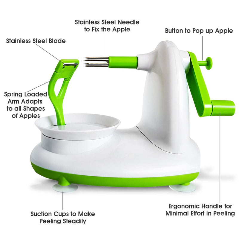 Upgraded Apple Peeler and Corer for Apple Pear Citrus Manual Rotating Kitchen Gadget Includes 2 Replacement Heads and 1 Splitter - BeesActive Australia