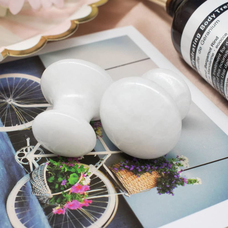 OSALADI 2Pcs Gua Sha Tools Quartz Mushroom Face Massager Health Jade Stones Mushroom Scraping Massage Tool for Women Home Spa, White - BeesActive Australia