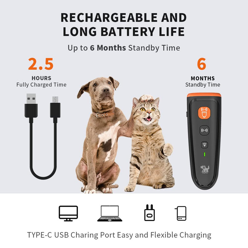 Ultrasonic Dog Training Device, Sonic Bark Deterrent, Handheld Rechargeable Anti Barking Device, Modes: Beep, Ultrasonic, Flashlight+Ultrasonic, 16.7ft Effective Control Range Indoor & Outdoor - BeesActive Australia