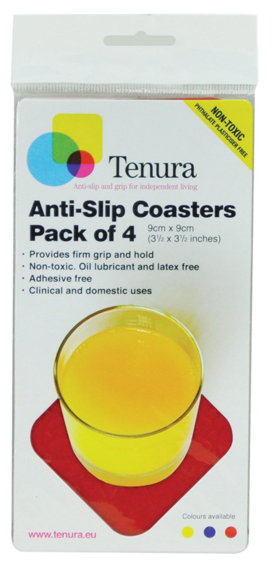 Tenura Red Non Slip Heat Proof Coasters Square 9x9 cm for Coffee, Tea, Beer, Mug, Wine on Tables, Counters, Cabinets Pack of 4 - BeesActive Australia