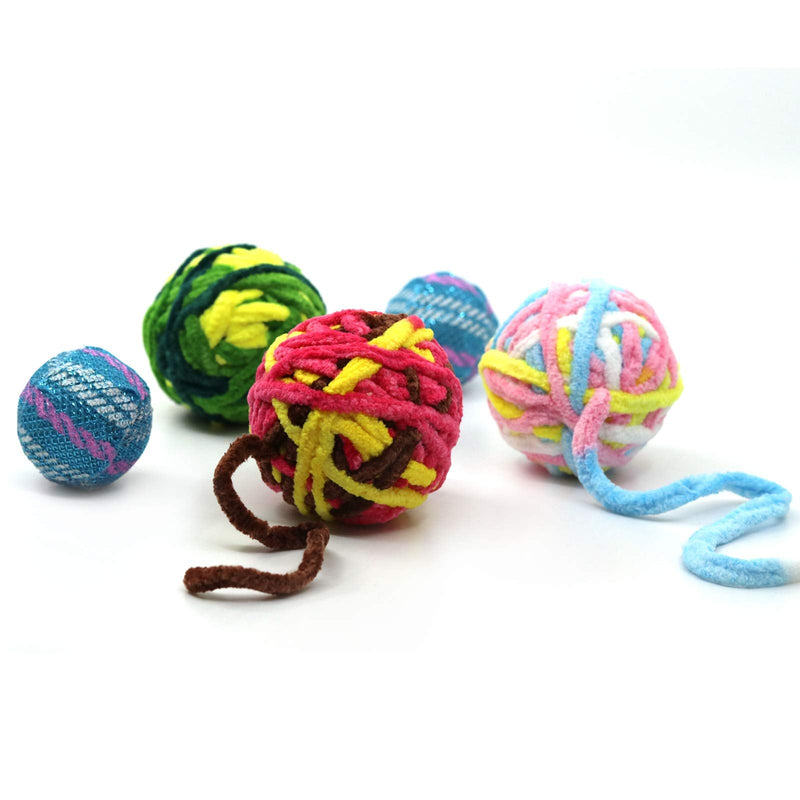 Cat Toys Balls Colorful Yarn with Bell Cat Chase Balls, Rainbow Woolen Yarn Balls, Furry Rattle Ball for Kitty and Kittens—Pack of 5 - BeesActive Australia