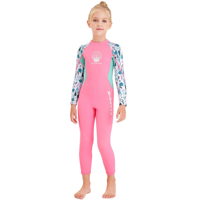 [AUSTRALIA] - NATYFLY Kids Wetsuit,2.5mm Neoprene Thermal One Piece Swimsuit,Boys Girls and Toddler Wet Suits for Scuba Diving,Youth Full Suit Pink X-Large 