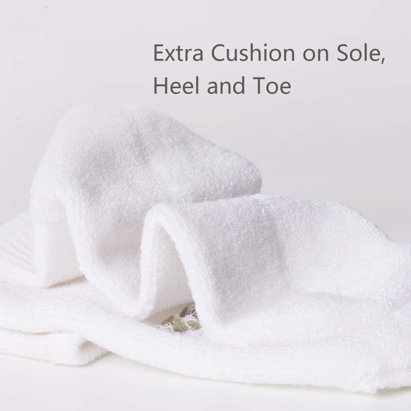 +MD Ultra Soft Athletic Bamboo Socks for Women and Men with Cushioned Sole No Show Casual Socks 10-13 White(6pairs) - BeesActive Australia