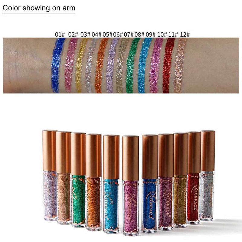 Eyret Diamond Glitter Liquid Eyeshadow High Pigments Shimmer Eyeliner Long Lasting & Blendable Eye Shadow Beauty Makeup for Women and Girls (Blue01#) Blue01# - BeesActive Australia