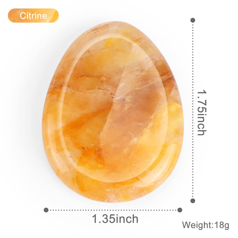 Hxswkk 1.7inches Citrine Thumb Worry Palm Stones for Anxiety Egg Shape Hand Carved Therapy Chakra Pocket Gemstone Home Decor Gifts - BeesActive Australia