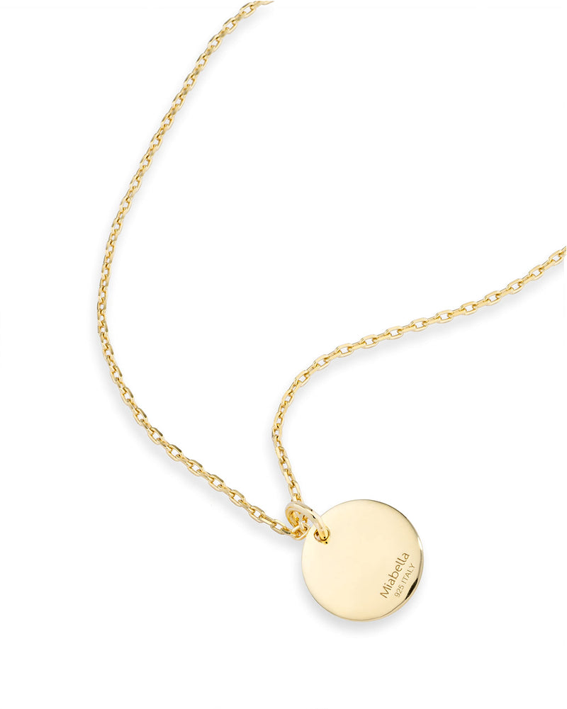 Miabella 925 Sterling Silver or 18K Yellow Gold Over Silver Round Initial Pendant Necklace for Women 18 + 2 Inch Chain, Dainty Letter Necklace Made in Italy M yellow gold plated silver - BeesActive Australia
