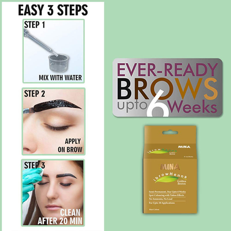 MINA ibrow Henna Golden Brown Tint Kit with Brow Cleanser - BeesActive Australia