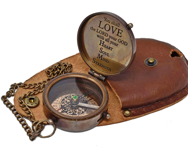 A S Handicrafts Engraved Compass Gifts for him Brass Made Personalized Navigation Direction Compass for Husband, Son, Daughter, Survival Hiking with Stamped Leather Case Jeremiah 29:11 - BeesActive Australia
