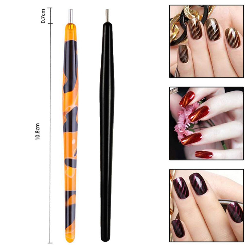 SILPECWEE 6Pcs Nail Art Magnetic Pen Set 3D Cat Eye Design Dual-Ended Magnet Wand Gel Nail Polish Magic Manicure DIY&Salon Tools NO1 - BeesActive Australia