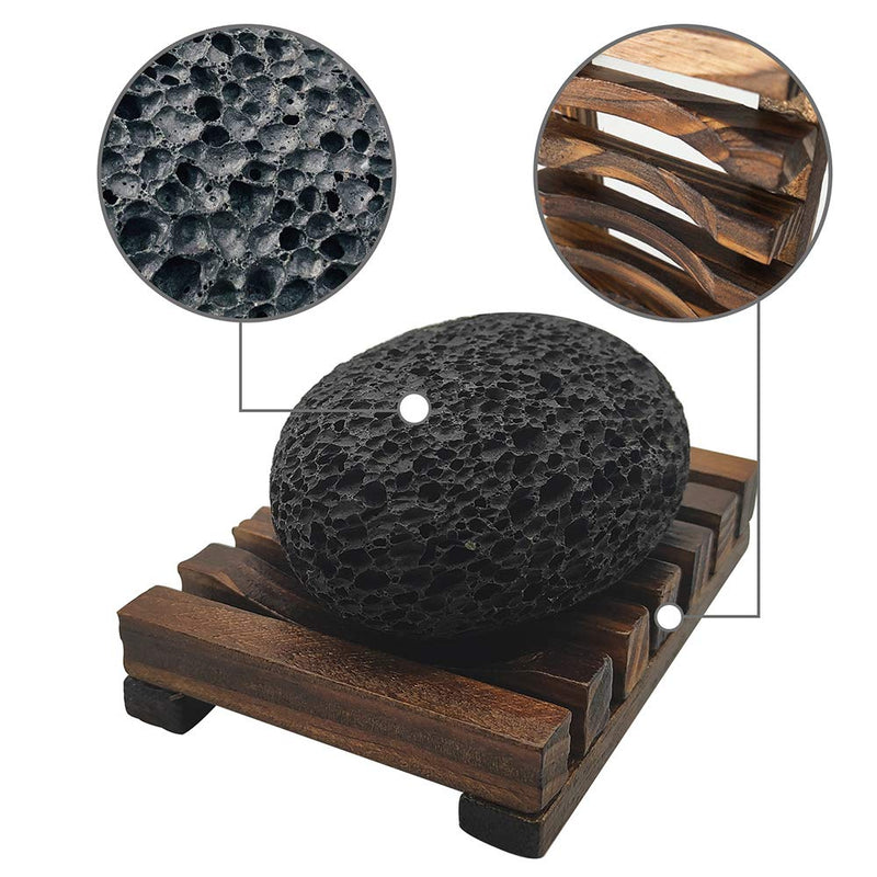 Dicobee Lava Pumice Stone for Feet, Scrubber Stone for Feet and Hands with Organic Wooden Bath Tray, Pedicure Tools, Natural Foot Scrubber for Exfoliation to Remove Callus on Hands, Heels and Body - BeesActive Australia