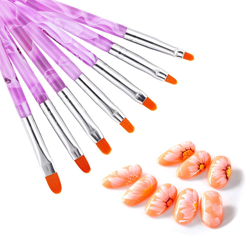 7Pcs UV Gel Nail Brush,KTOMO Acrylic Nail Painting Brushes Extension Gel Brush Nail Art Tips Builder Brush for Home Salon Nail Painting Decorations - BeesActive Australia