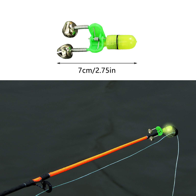 KIMROO Fishing Bite Alarm Night LED Light Rod Tip with Twin Bells Fishing Tackle Light Clip Indicator On Fishing Rod 20PCS - BeesActive Australia