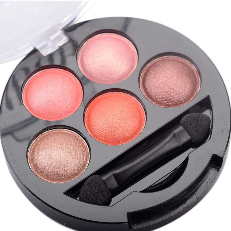 Mallofusa 5 Colors Eye Shadow Palette Powder Metallic Shimmer Eyeshadow Palette (Romantic Pink) 4.7oz Romantic Pink - BeesActive Australia