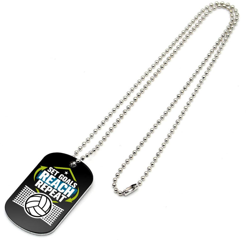 [AUSTRALIA] - (6-Pack) Volleyball Motivational Dog Tag Necklaces - Volleyball Gifts in Bulk for Volleyball Team Accessories - Volleyball Party Favors Sports Prizes Awards for Youth Teen Boys Girls Adults Men Women 