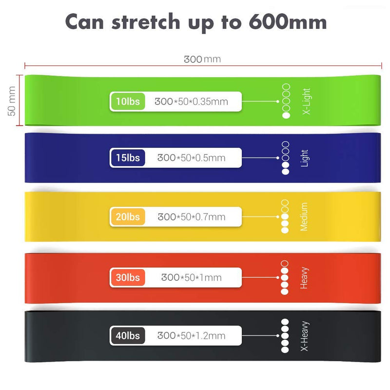 TechStone Resistance Bands Set for Men and Women, Pack of 5 Different Resistance Levels Elastic Band for Home Gym Long Exercise Workout – Great Fitness Equipment for Training, Yoga – Free Carrying Bag - BeesActive Australia