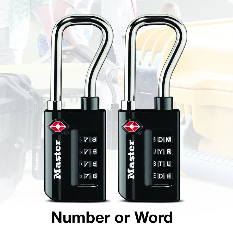 Master Lock Padlock, Set Your Own Combination TSA Accepted Luggage Lock, 1-5/16 in. Wide, 4696D , Black Numeric 1 Pack - BeesActive Australia