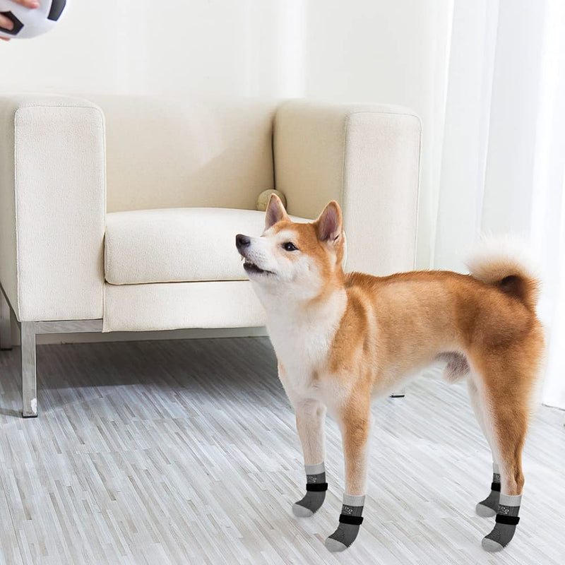 SCENEREAL Double Side Anti-Slip Dog Socks, Non Slip Dogs Sock for Hardwood Floors, 3 Pairs Pet Paw Protectors Indoor, Prevent Floor Scratching, Stop Licking Paws Grey Pearl Paw Medium (Pack of 6) - BeesActive Australia