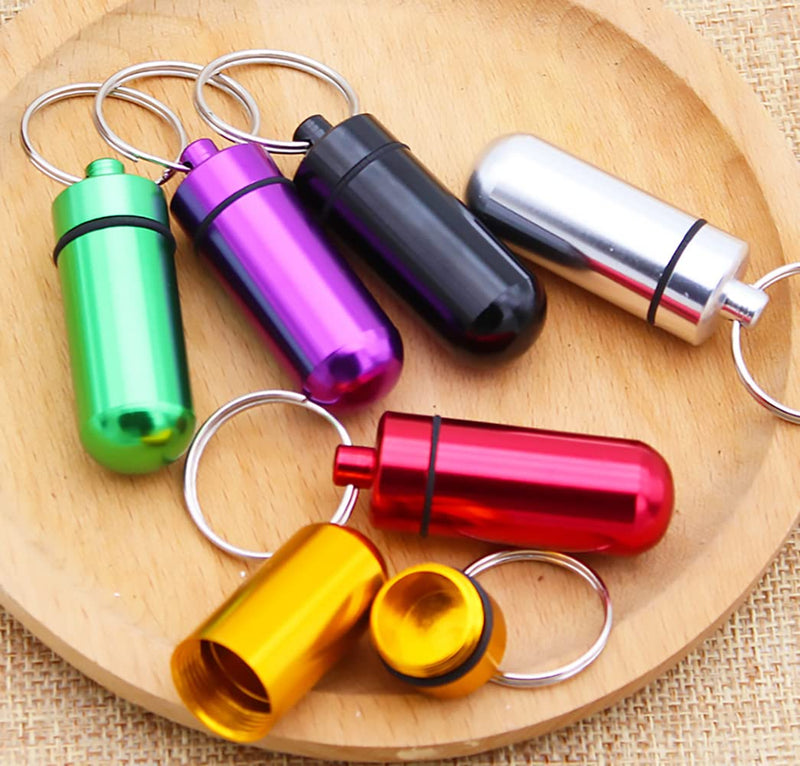 7 Pcs Portable Mini Pill Boxes Waterproof Aluminum Alloy Pills Bottle 7 Colors in 7 Days Pill Holder Keychain Pill Container - BeesActive Australia