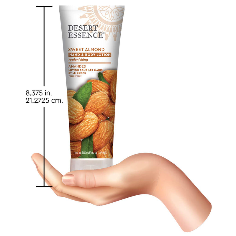 Desert Essence Sweet Almond Hand & Body Lotion - 8 Fl Ounce - Replenishing - Aloe Vera - Shea Butter - Jojoba Oil - Nourishes Dry Skin - Soft & Silky - Vitamin A, B & E - BeesActive Australia