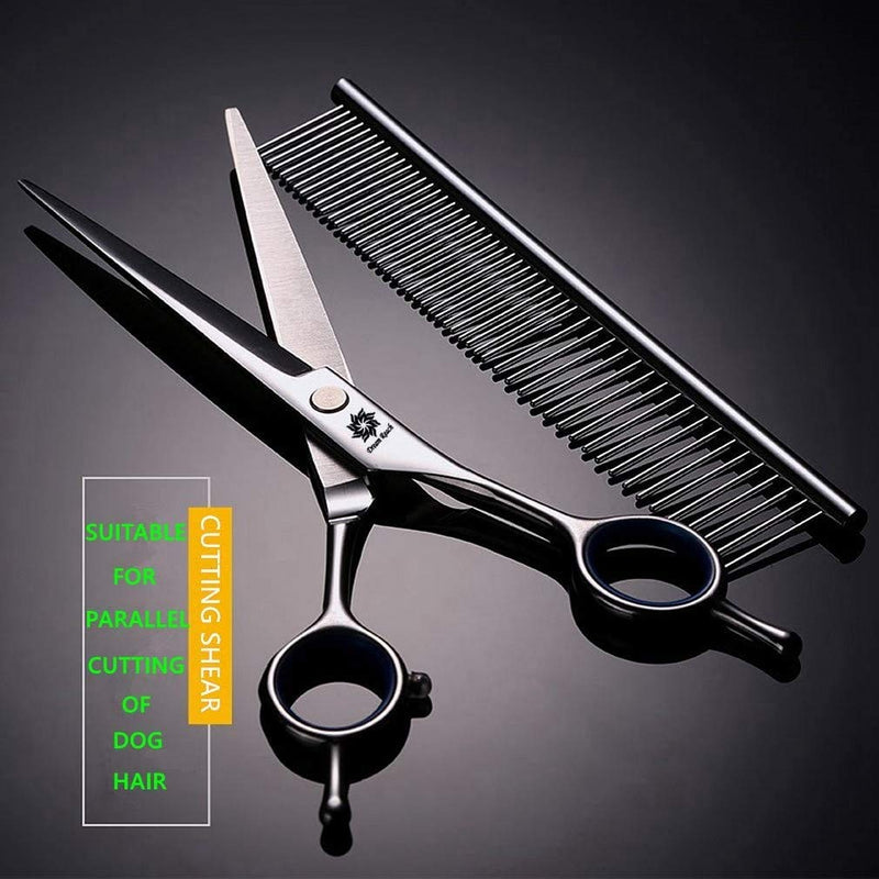 Dream Reach Dog Grooming Scissors - 7'' Professional Pet Cat Hair Scissors Set - Best Cutting & Curved & Thinning Shear Scissors & Grooming Comb Kit for Small Large Dogs Cats Pets - BeesActive Australia