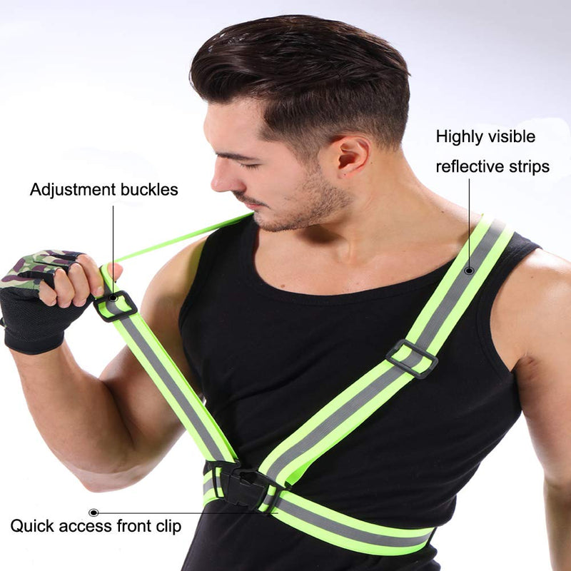 Reflective Night Running Vest with 360°High Visibility, Adjustable Safety Vest Outdoor, Fits Running, Walking,Cycling,Hiking, Walking,Dog Walk（2 Pack） Green and Orange … - BeesActive Australia