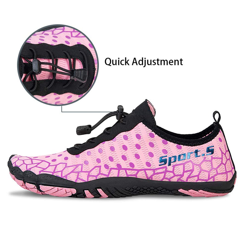 Water Shoes Mens Womens Barefoot Diving Swim Shoes Water Sports Non-Slip Aqua Shoes for Swim Pool, Beach,Hiking, Kayaking, Boating,Surfing 9 Women/6.5 Men Pink-c - BeesActive Australia