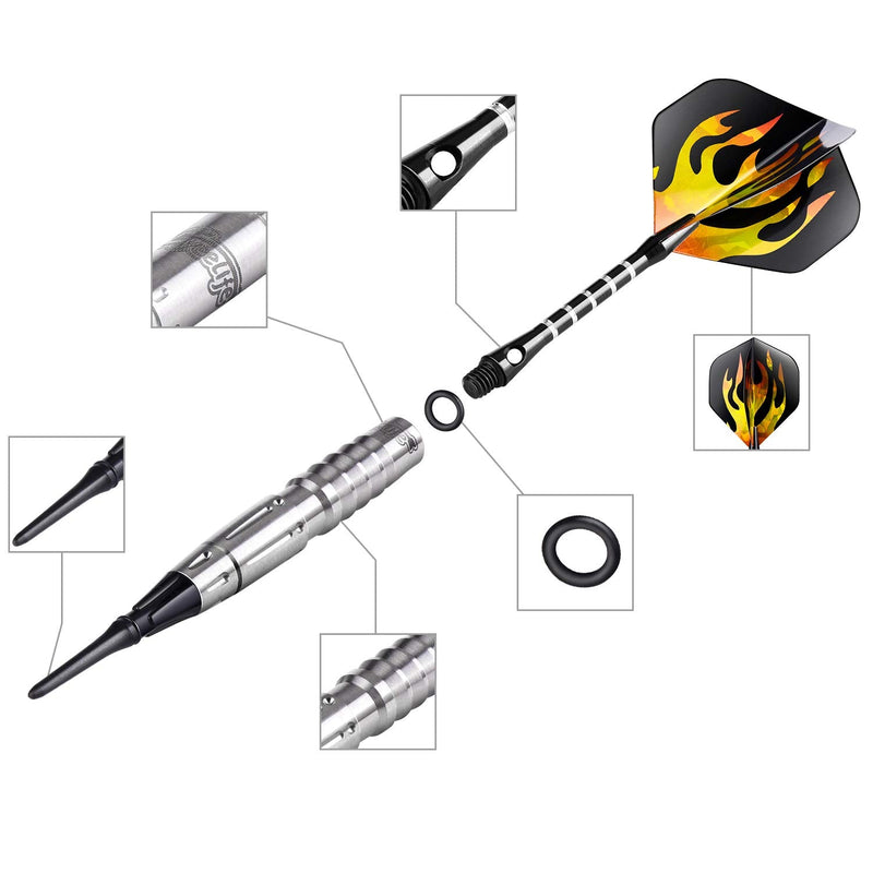 CyeeLife-Tungsten Soft Darts for Competition 16/18/20g,Carrying case+Extra Tips+Tool+Aluminium shafts+Extra Flights,90% Tungsten Barrels,Perfect as a Gift 16g ZT54 - BeesActive Australia