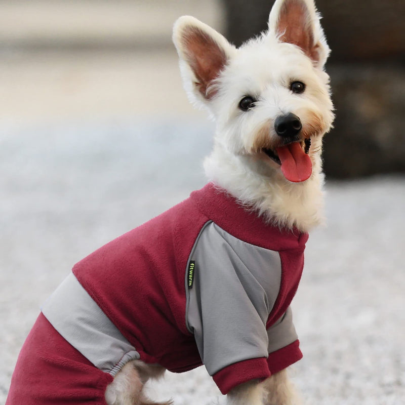 Fitwarm 4 Legs Fleece Dog Sweater with Reflective Stripe, Dog Winter Clothes for Small Dogs, Athleisure Pet Jumpsuit, Cat Apparel Medium Red - BeesActive Australia