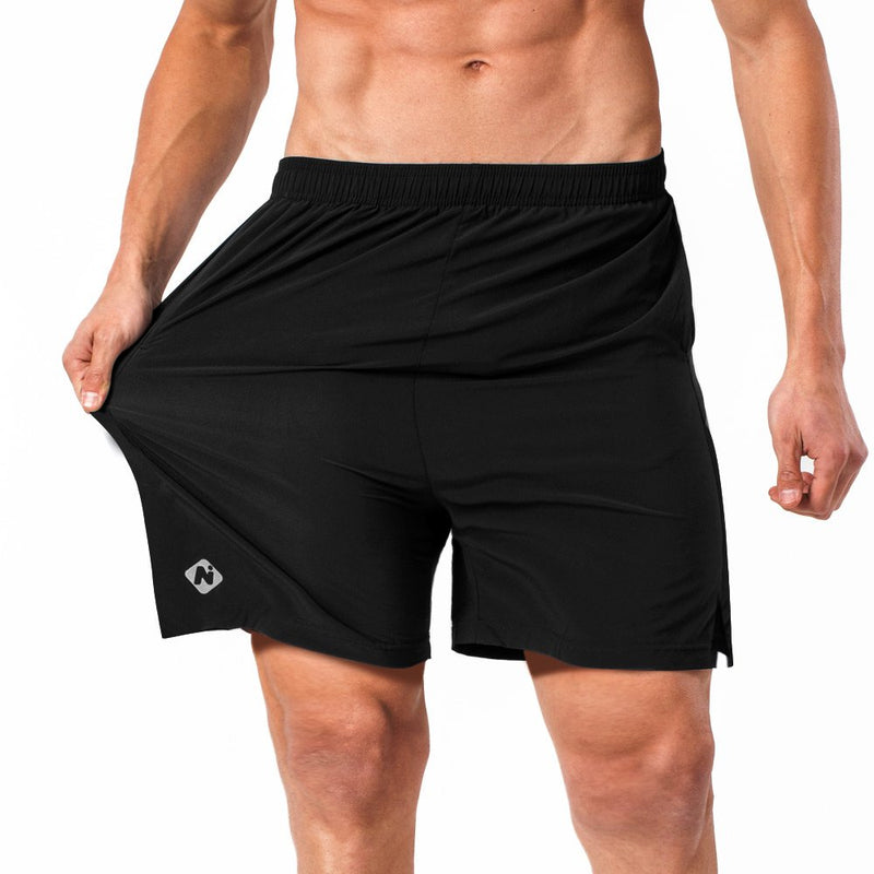 [AUSTRALIA] - Naviskin Men's 5" Quick Dry Running Shorts Workout Athletic Outdoor Shorts Zip Pocket Black Small 