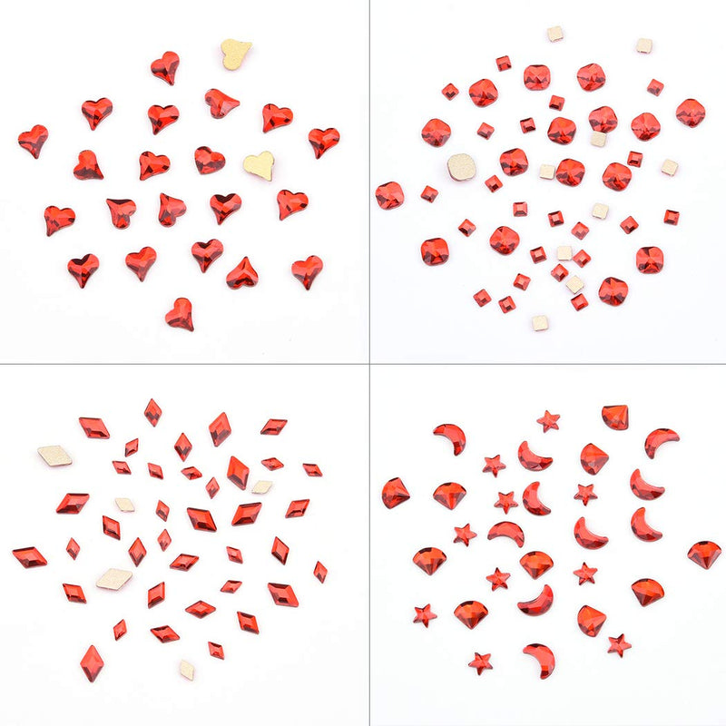 262pcs Flatback Red Nail Art Crystals 960pcs Round Rhinestones 3d Glass Gemstones for Makeup Face Decor Crafts Supply Red Stones Set - BeesActive Australia