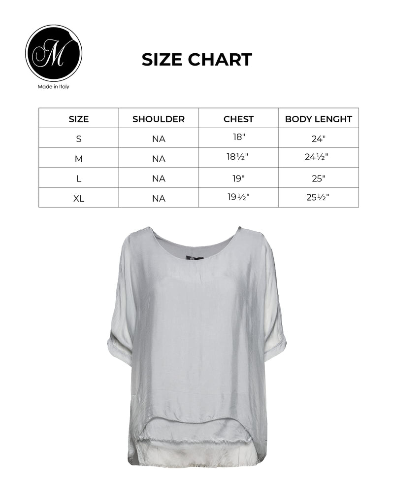 M Made in Italy Women's 3/4 Sleeve Scoop-Neck Tunic Blouse Large Silver - BeesActive Australia