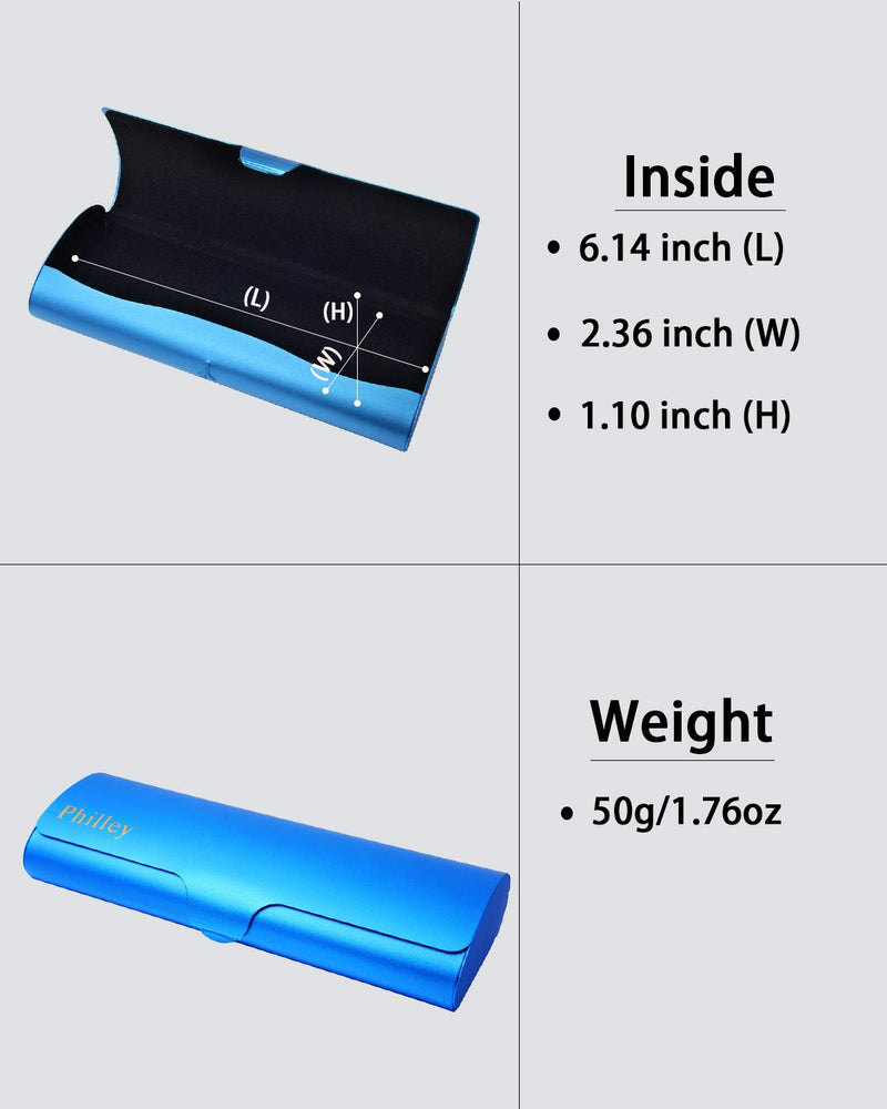 Philley Aluminum Ultra-Light Eyeglass Case Hard Shell Nearsighted Glasses Case for Women & Men Blue - BeesActive Australia