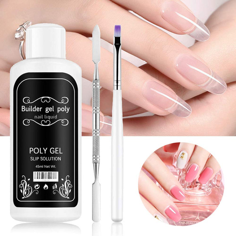 2 PCS Nail Extension Gel Solution,Quick Poly Gel Slip Solution,Nail Extension Gel Liquid Solution,Nail Gel Liquid Extension,Nail Gel Builder Liquid for DIY Nail Art,Contain 1 Brush & 1 Spatula - BeesActive Australia