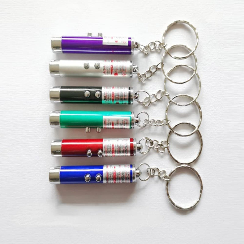 Mini Cat Toys Laser Pointer Pen Keychain Flashlight Funny Dog Stick Pet Lamp White Light LED Infrared Button Electronics Included (6 Color Mix Pack, 6 Color Mix) 6 color mix Pack - BeesActive Australia