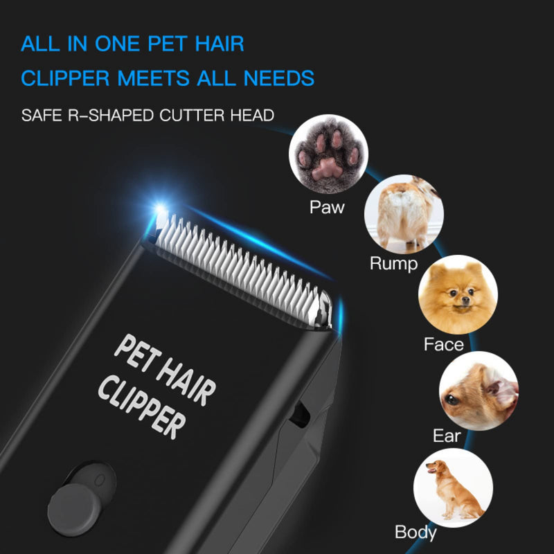 Founouly 2 in 1 Home Professional Dog Grooming Kit Clipper Low Noise USB Rechargeable Gifts for Dog Cat Black Map005-black - BeesActive Australia