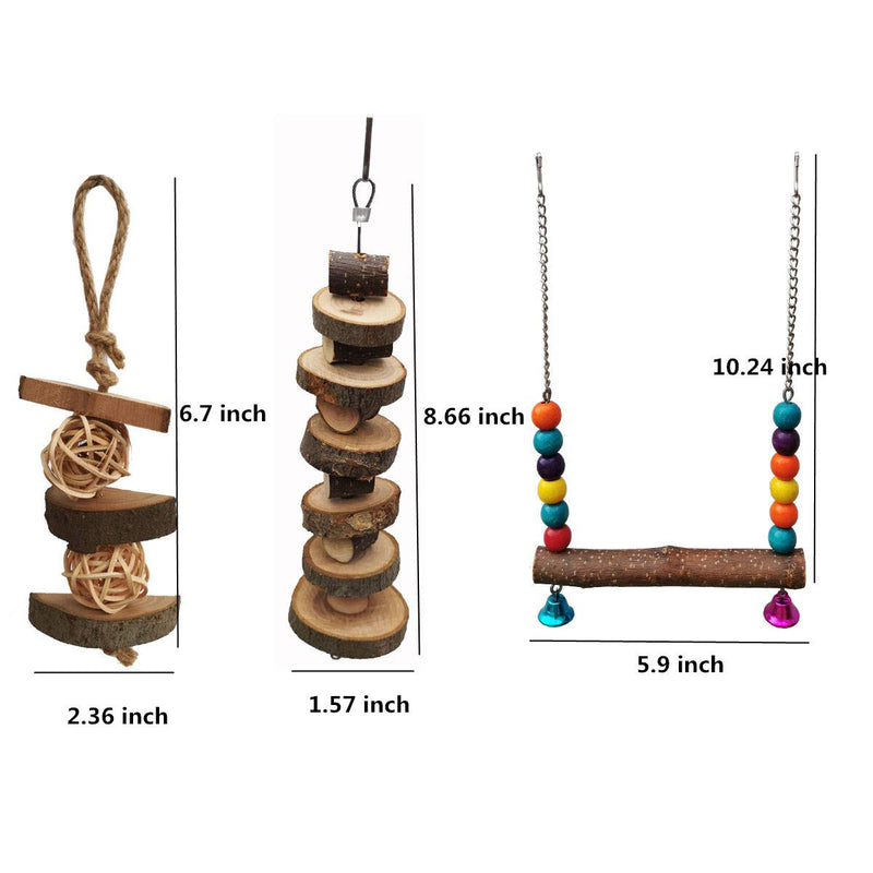 alfyng 6 Pack Bird Parrot Chewing Swing Toys Set, Bird Hanging Bell Perches, Parrot Hammock Wooden Cage Stands for Small Parakeets, Cockatiels, Conures, Love Birds, Finches and Other Small Animals - BeesActive Australia