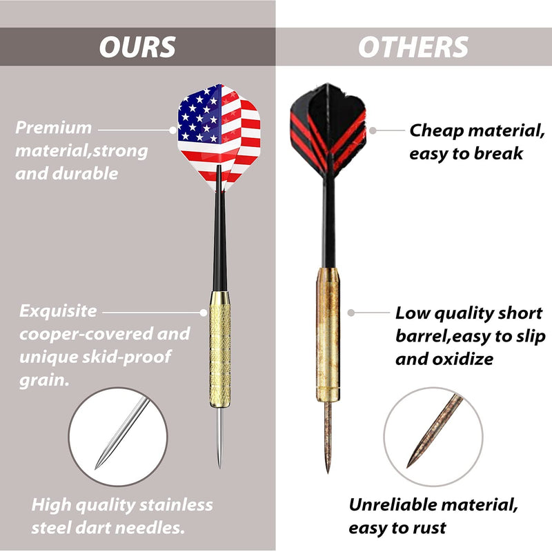 Ohuhu Steel Tip Darts, Professional Metal Darts with National Flag Flights (4 Styles) - Dart Metal Tip Set, 12 Pcs Metal Dart, Darts for Dartboard with 3 Free PVC Dart Rods - BeesActive Australia
