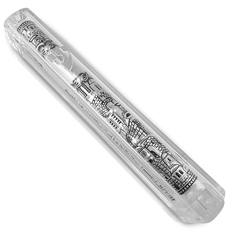 TALISMAN4U Jerusalem Clear Mezuzah Case with Scroll Silver Ornament Hebrew Shin Classic Israel Judaica Waterproof Door Mezuza 5 Inch - BeesActive Australia