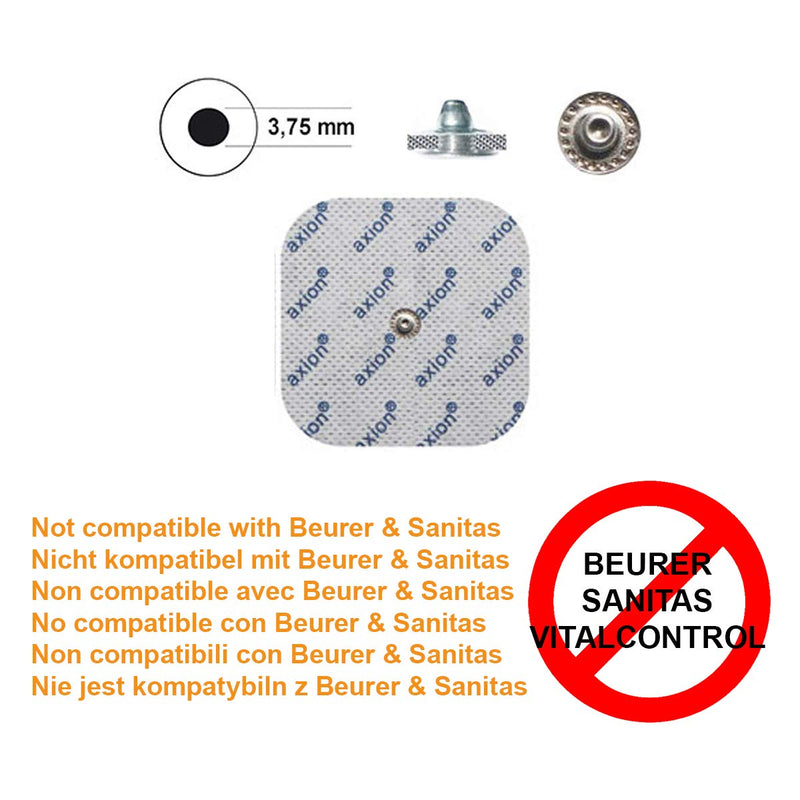 20 Electrodes Compatible with COMPEX - TENS EMS Pads Easy snap 5x5cm - Button Connection 3.75mm - axion Brand Quality - BeesActive Australia