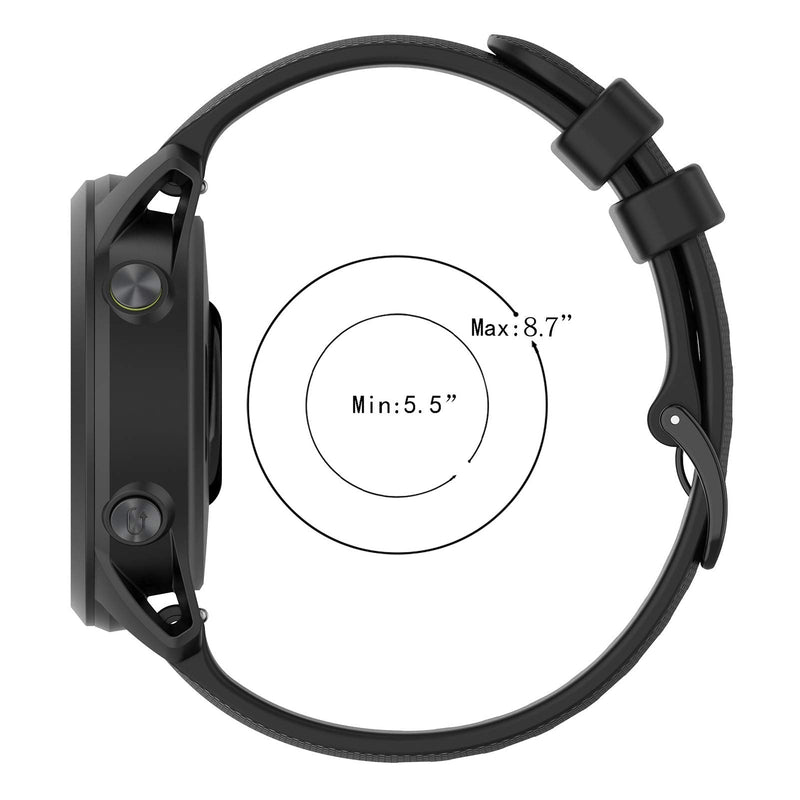 LOKEKE for Garmin Forerunner 745 Replacement Wrist Band - Replacement Silicone Wrist Watch Band Strap with QucikFit for Garmin Forerunner 745(Silicone Black) - BeesActive Australia