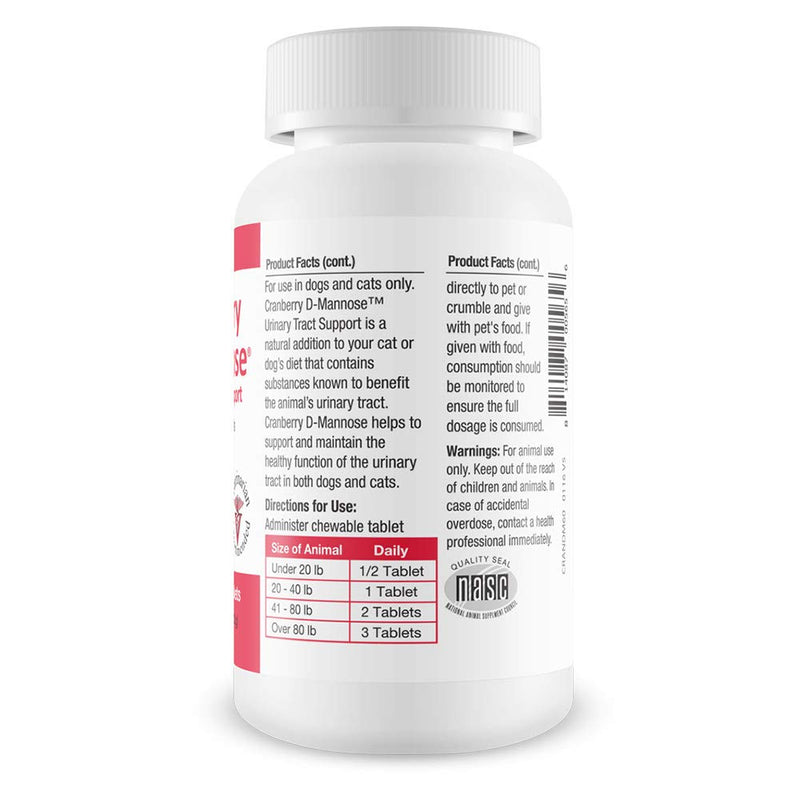 Cranberry D-Mannose Urinary Tract Support - Bladder Health Supplement for Dogs and Cats - 60 Tablets - BeesActive Australia
