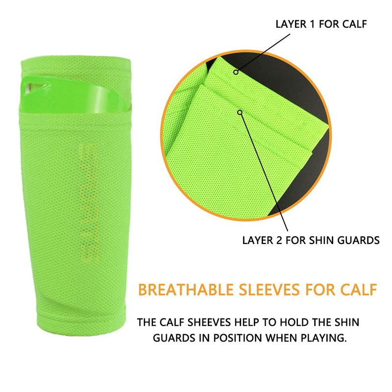 Soccer Shin Guards for Kids Youth, Shin Guard and Shin Guard Sleeves for Boys and Girls for Football Games EVA Cushion Protection Reduce Shocks and Injuries A-Green Small - BeesActive Australia